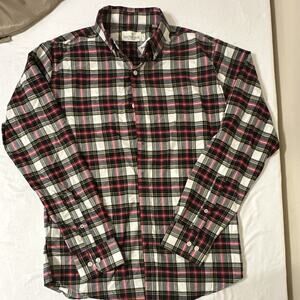 Chatham Road Men's M Plaid Long Sleeve Button-Up Point Collar Woven Tencel